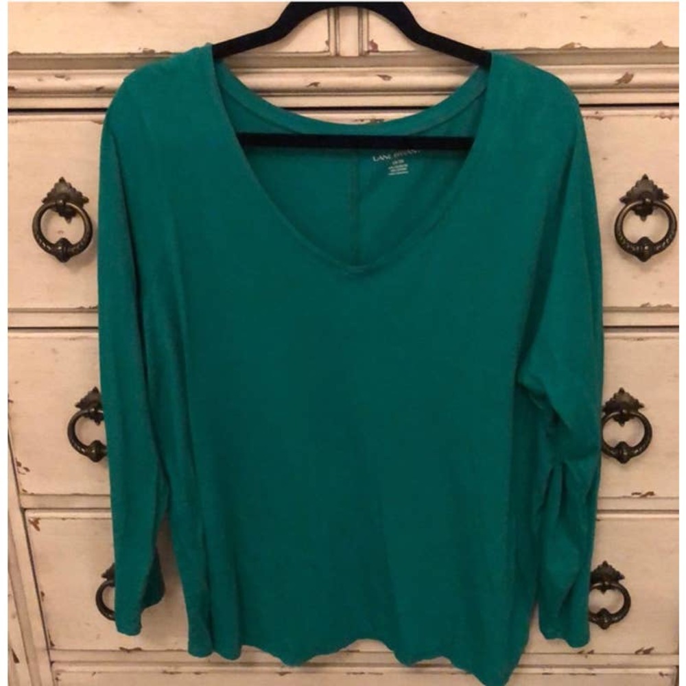 Copied - Lane Bryant Green LS V-Neck - SZ 18